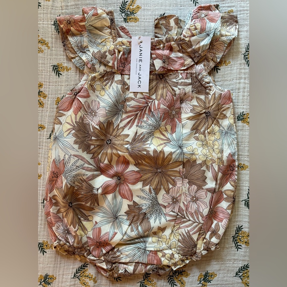 Janie and Jack Floral Bubble Romper NWT